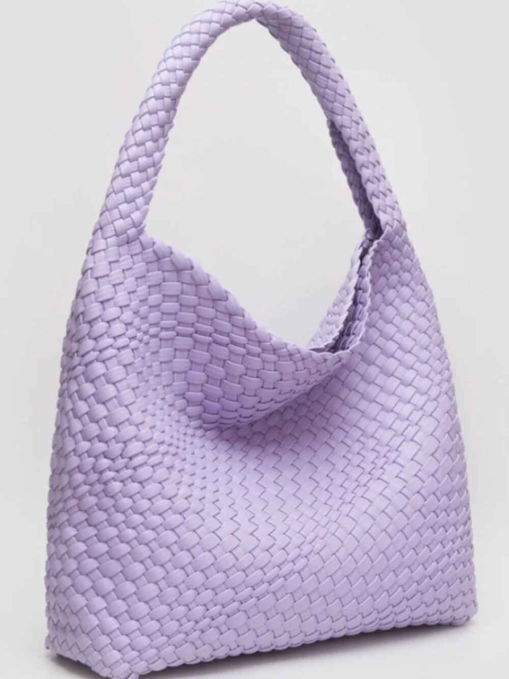 NEW Tiara Woven Hobo Tote Bag Light Purple | Large Shoulder Purse w/ Pouch Vegan